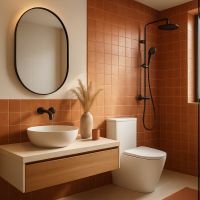 Salle de bain moderne : osez le terracotta